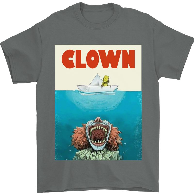 Jaws Funny Parody Clown Halloween Horror Mens T-Shirt Cotton Gildan Charcoal