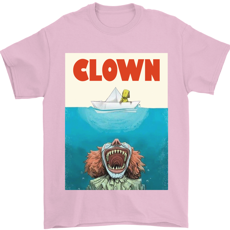 Jaws Funny Parody Clown Halloween Horror Mens T-Shirt Cotton Gildan Light Pink