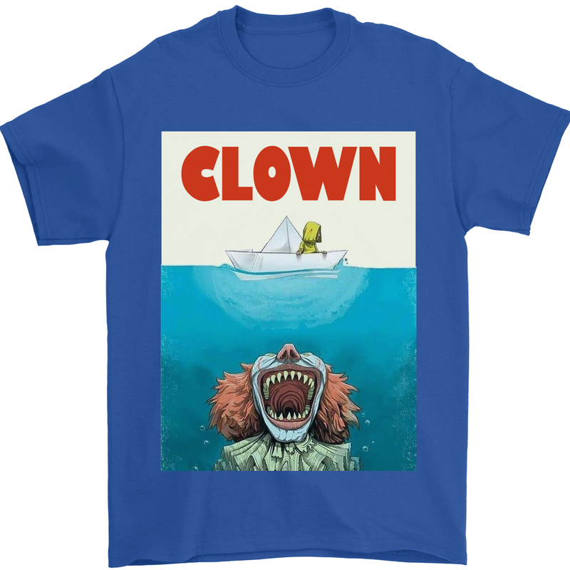 Jaws Funny Parody Clown Halloween Horror Mens T-Shirt Cotton Gildan Royal Blue