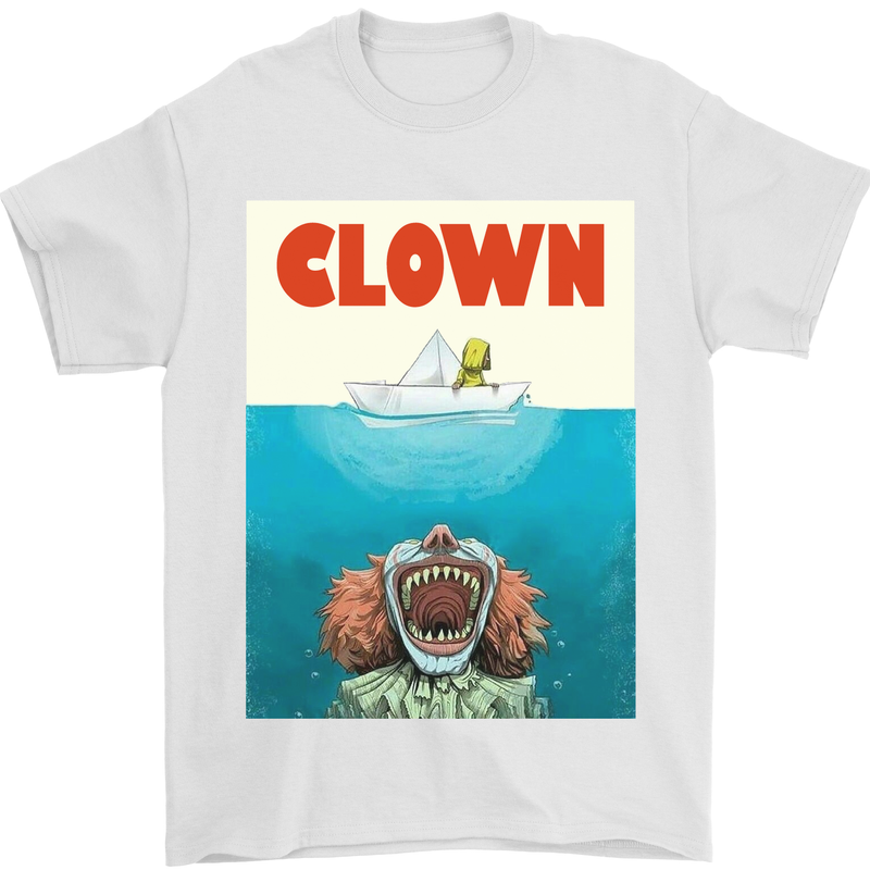 Jaws Funny Parody Clown Halloween Horror Mens T-Shirt Cotton Gildan White