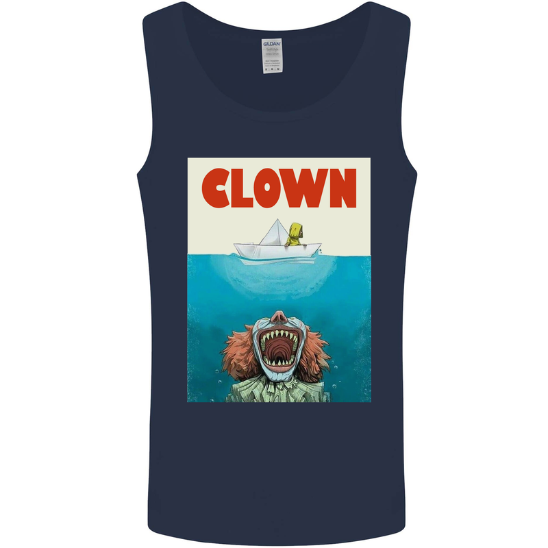 Jaws Funny Parody Clown Halloween Horror Mens Vest Tank Top Navy Blue