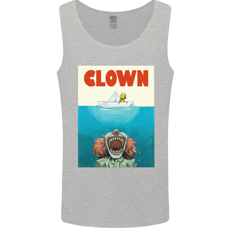 Jaws Funny Parody Clown Halloween Horror Mens Vest Tank Top Sports Grey