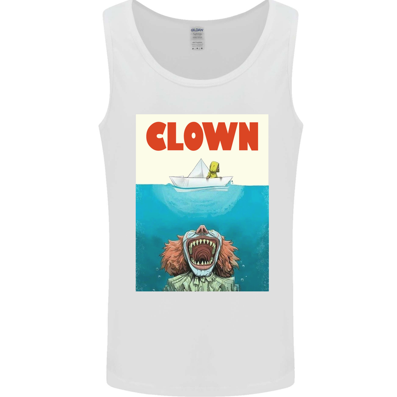 Jaws Funny Parody Clown Halloween Horror Mens Vest Tank Top White
