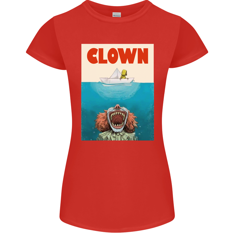 Jaws Funny Parody Clown Halloween Horror Womens Petite Cut T-Shirt Red