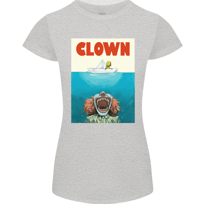 Jaws Funny Parody Clown Halloween Horror Womens Petite Cut T-Shirt Sports Grey