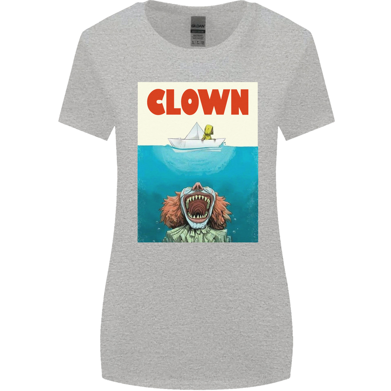 Jaws Funny Parody Clown Halloween Horror Womens Wider Cut T-Shirt Sports Grey