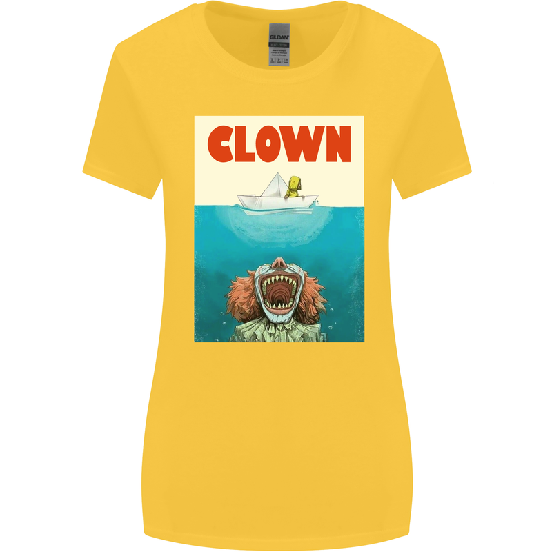 Jaws Funny Parody Clown Halloween Horror Womens Wider Cut T-Shirt Yellow