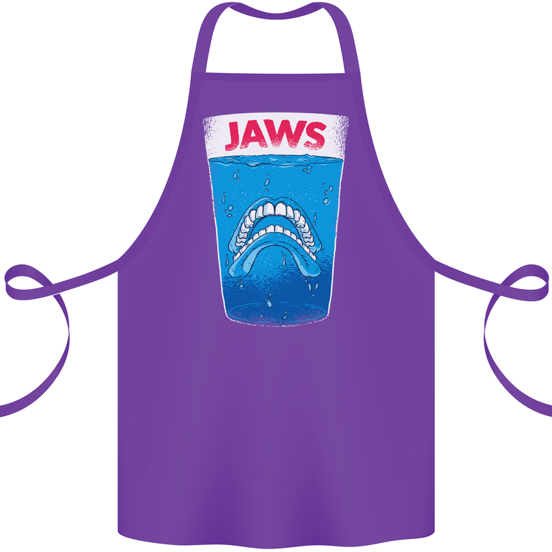 Jaws Funny Parody Dentures Skull Teeth Cotton Apron 100% Organic Purple