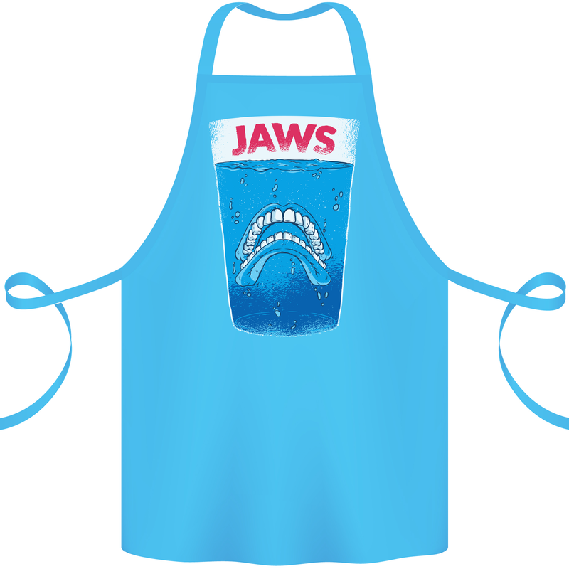 Jaws Funny Parody Dentures Skull Teeth Cotton Apron 100% Organic Turquoise