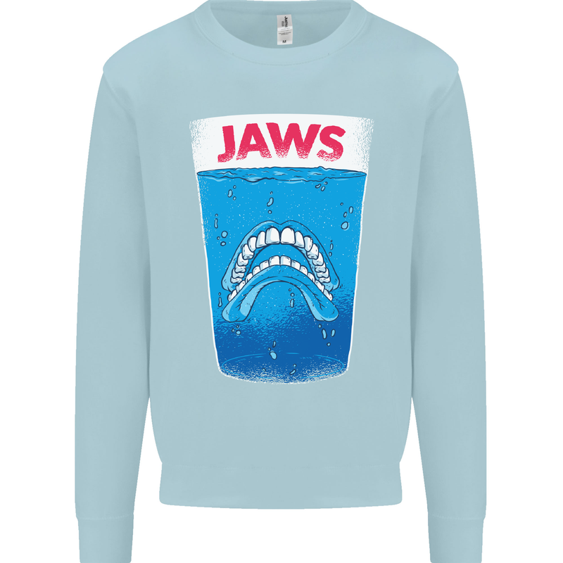Jaws Funny Parody Dentures Skull Teeth Kids Sweatshirt Jumper Light Blue