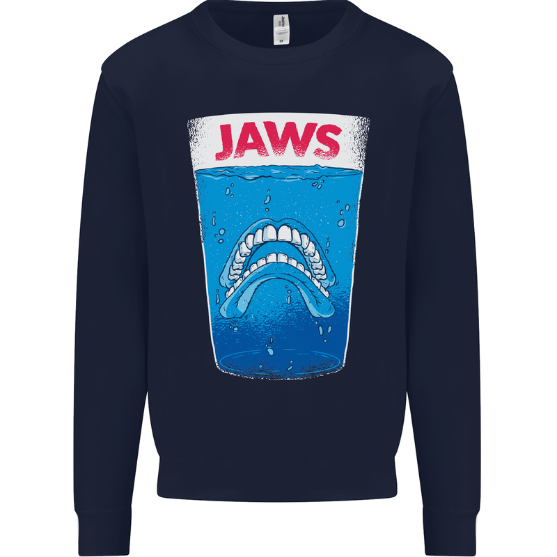 Jaws Funny Parody Dentures Skull Teeth Kids Sweatshirt Jumper Navy Blue