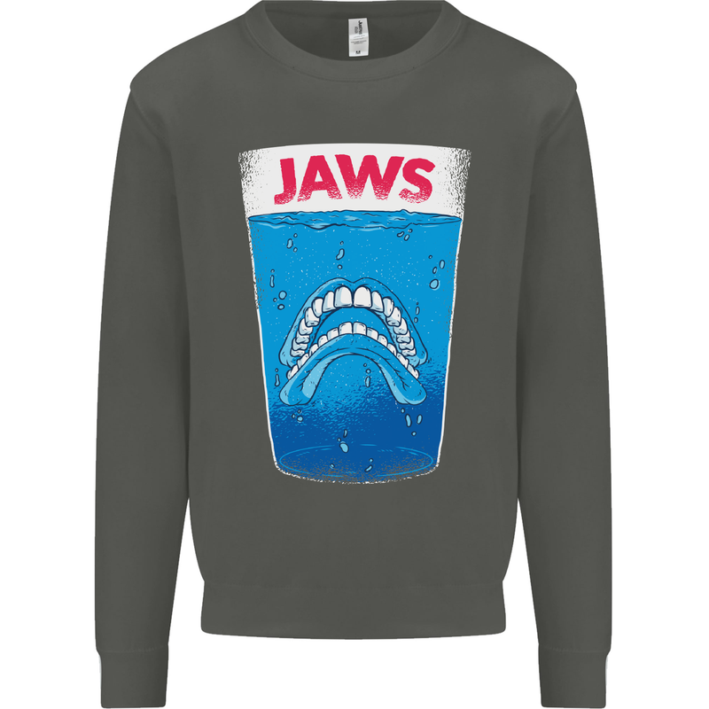 Jaws Funny Parody Dentures Skull Teeth Kids Sweatshirt Jumper Storm Grey