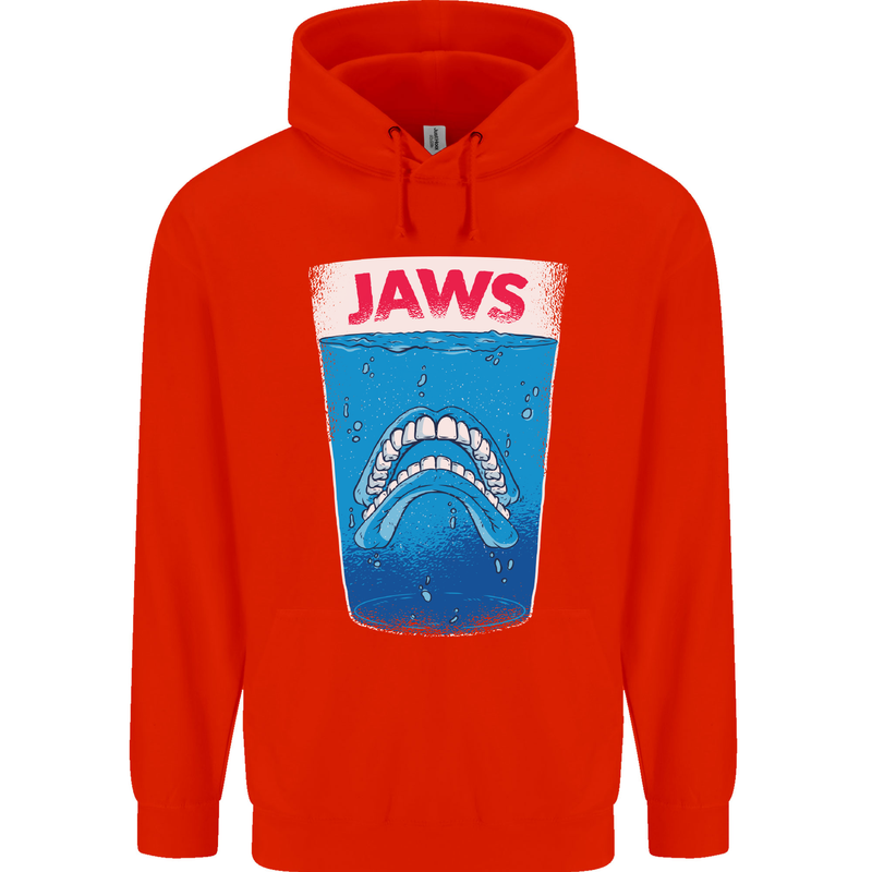 Jaws Funny Parody Dentures Skull Teeth Mens 80% Cotton Hoodie Bright Red
