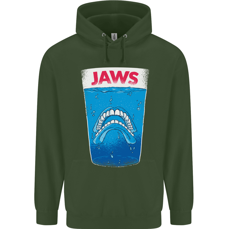 Jaws Funny Parody Dentures Skull Teeth Mens 80% Cotton Hoodie Forest Green