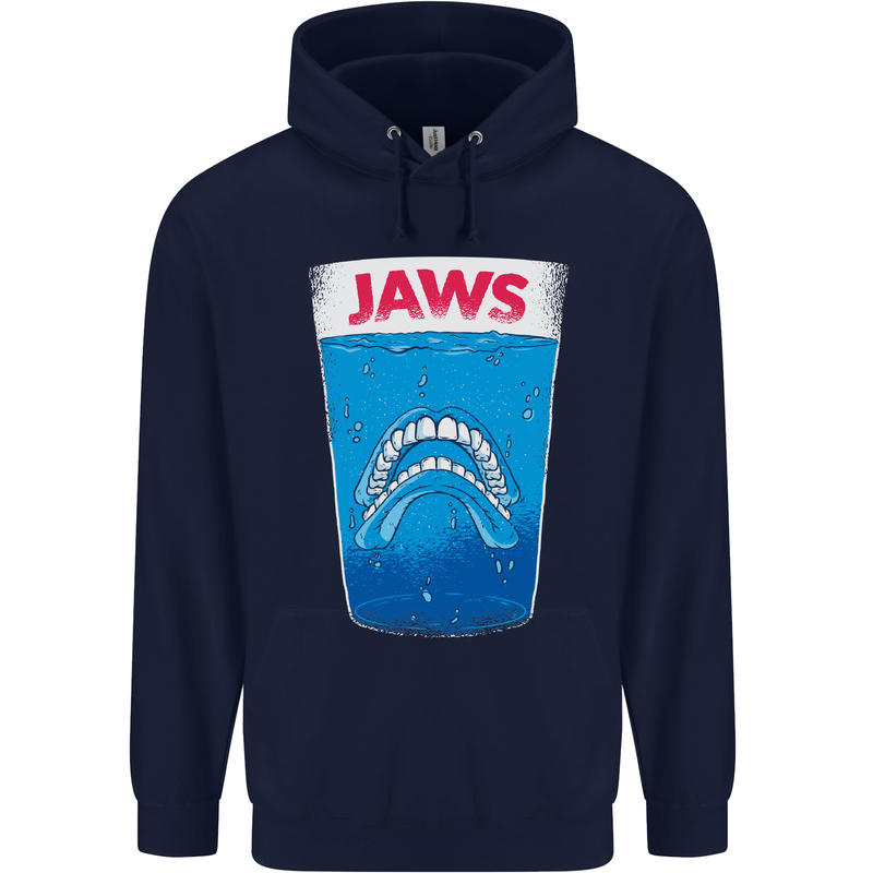 Jaws Funny Parody Dentures Skull Teeth Mens 80% Cotton Hoodie Navy Blue