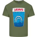 Jaws Funny Parody Dentures Skull Teeth Mens Cotton T-Shirt Tee Top Military Green