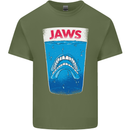 Jaws Funny Parody Dentures Skull Teeth Mens Cotton T-Shirt Tee Top Military Green