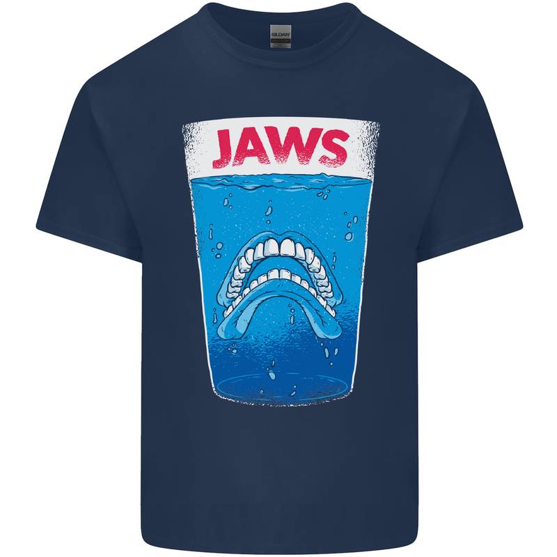 Jaws Funny Parody Dentures Skull Teeth Mens Cotton T-Shirt Tee Top Navy Blue