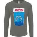 Jaws Funny Parody Dentures Skull Teeth Mens Long Sleeve T-Shirt Charcoal