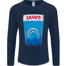 Jaws Funny Parody Dentures Skull Teeth Mens Long Sleeve T-Shirt Navy Blue