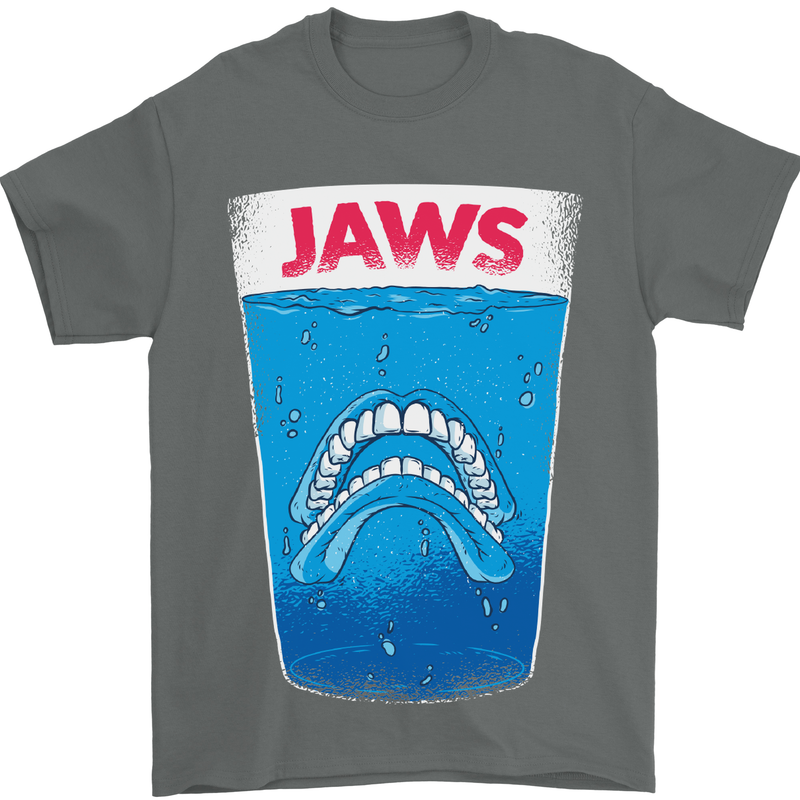 Jaws Funny Parody Dentures Skull Teeth Mens T-Shirt Cotton Gildan Charcoal