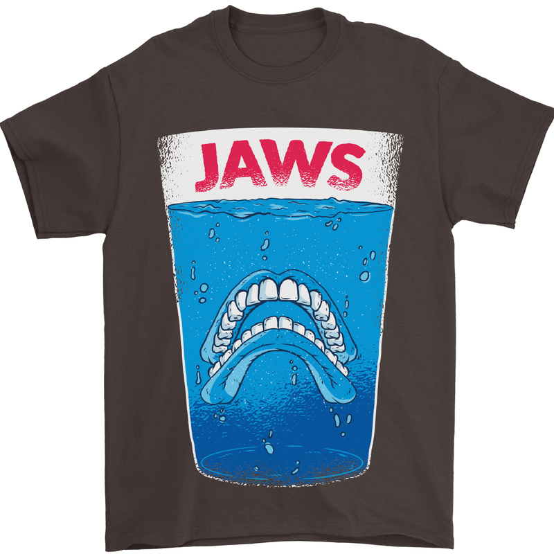 Jaws Funny Parody Dentures Skull Teeth Mens T-Shirt Cotton Gildan Dark Chocolate