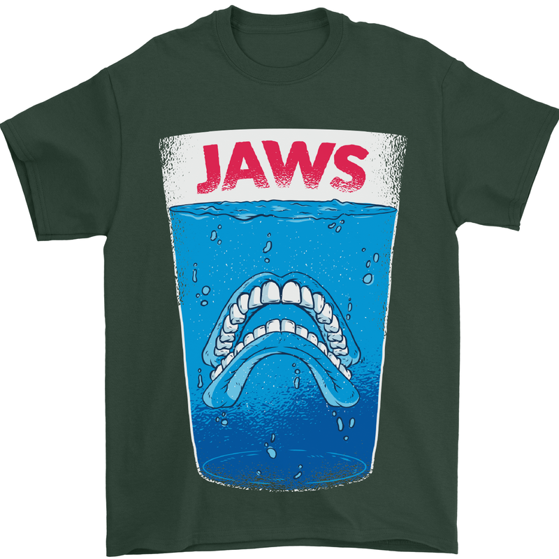 Jaws Funny Parody Dentures Skull Teeth Mens T-Shirt Cotton Gildan Forest Green