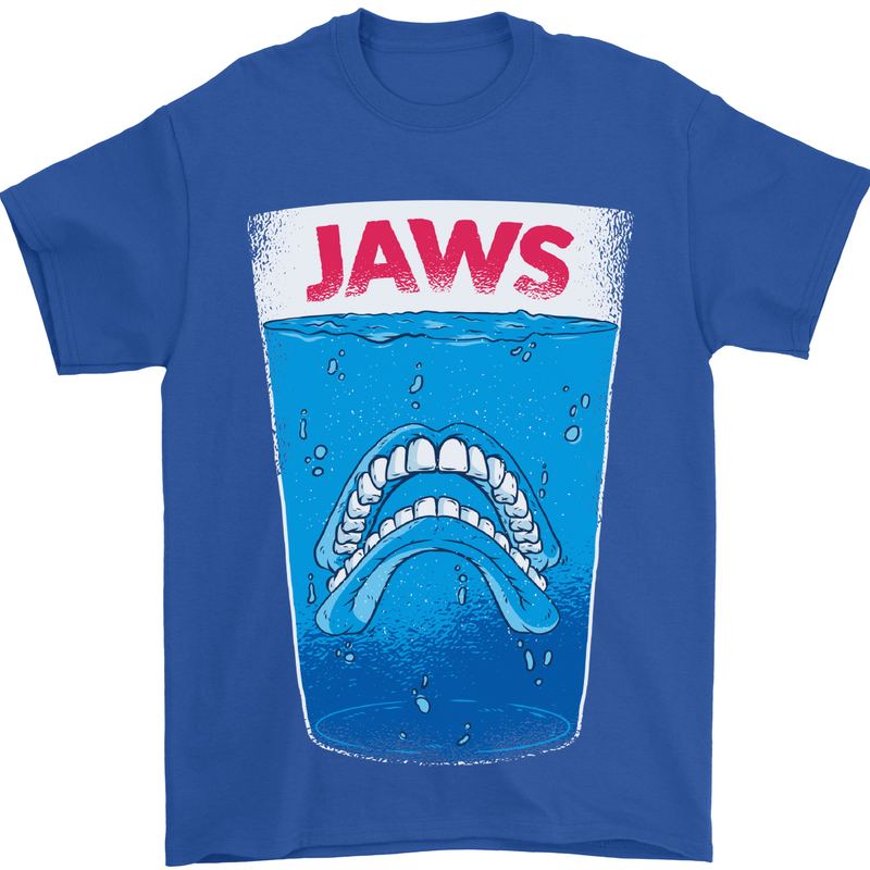 Jaws Funny Parody Dentures Skull Teeth Mens T-Shirt Cotton Gildan Royal Blue
