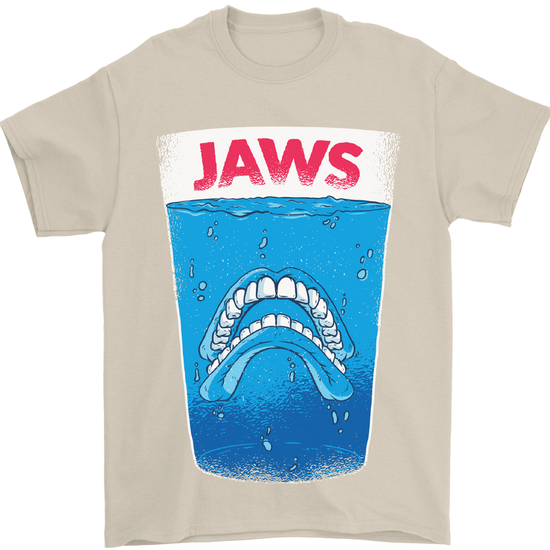 Jaws Funny Parody Dentures Skull Teeth Mens T-Shirt Cotton Gildan Sand