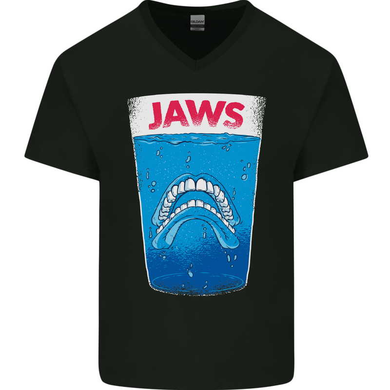Jaws Funny Parody Dentures Skull Teeth Mens V-Neck Cotton T-Shirt Black
