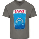 Jaws Funny Parody Dentures Skull Teeth Mens V-Neck Cotton T-Shirt Charcoal