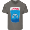 Jaws Funny Parody Dentures Skull Teeth Mens V-Neck Cotton T-Shirt Charcoal