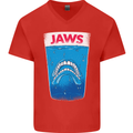 Jaws Funny Parody Dentures Skull Teeth Mens V-Neck Cotton T-Shirt Red