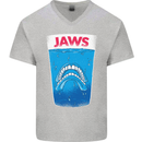 Jaws Funny Parody Dentures Skull Teeth Mens V-Neck Cotton T-Shirt Sports Grey