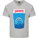 Jaws Funny Parody Dentures Skull Teeth Mens V-Neck Cotton T-Shirt Sports Grey