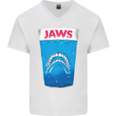 Jaws Funny Parody Dentures Skull Teeth Mens V-Neck Cotton T-Shirt White