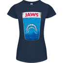 Jaws Funny Parody Dentures Skull Teeth Womens Petite Cut T-Shirt Navy Blue