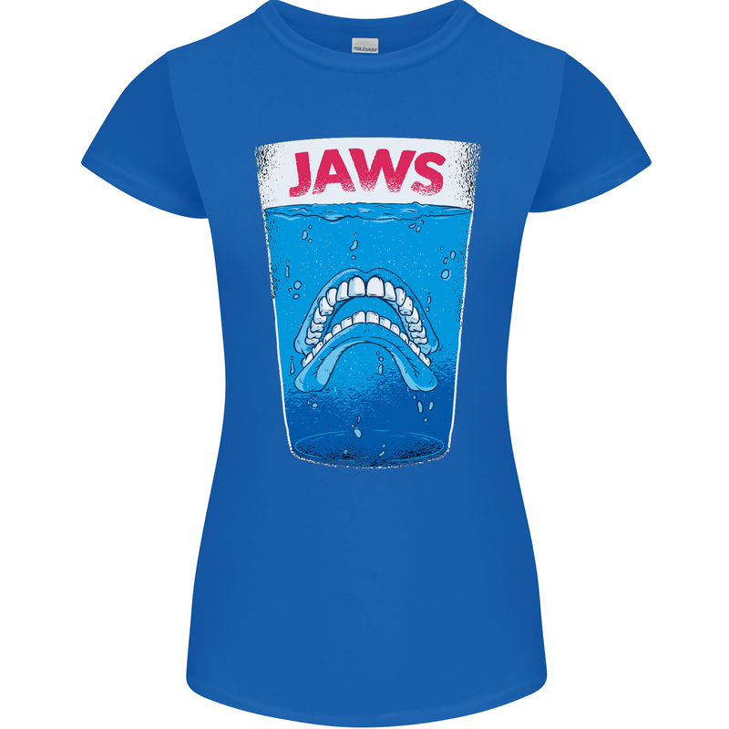 Jaws Funny Parody Dentures Skull Teeth Womens Petite Cut T-Shirt Royal Blue