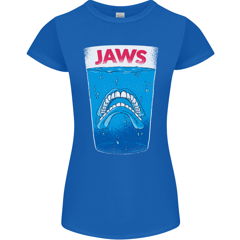 Jaws Funny Parody Dentures Skull Teeth Womens Petite Cut T-Shirt Royal Blue