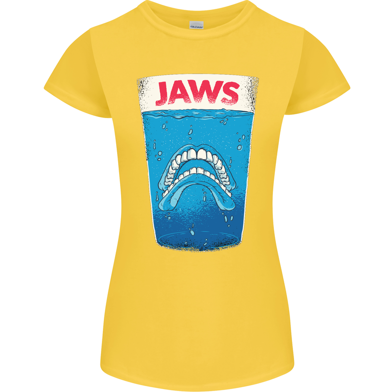Jaws Funny Parody Dentures Skull Teeth Womens Petite Cut T-Shirt Yellow