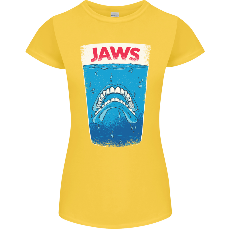 Jaws Funny Parody Dentures Skull Teeth Womens Petite Cut T-Shirt Yellow