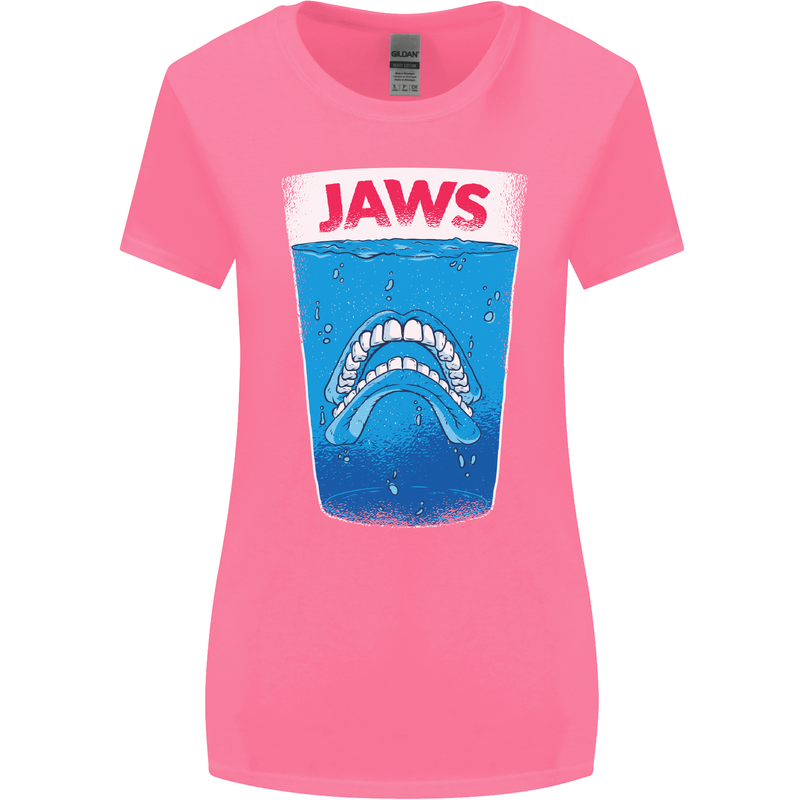 Jaws Funny Parody Dentures Skull Teeth Womens Wider Cut T-Shirt Azalea