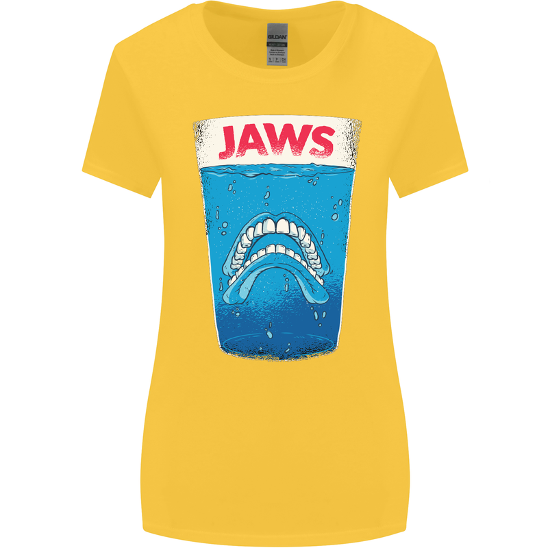 Jaws Funny Parody Dentures Skull Teeth Womens Wider Cut T-Shirt Yellow