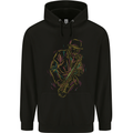 Jazz Colourful Saxophone Player Childrens Kids Hoodie Black