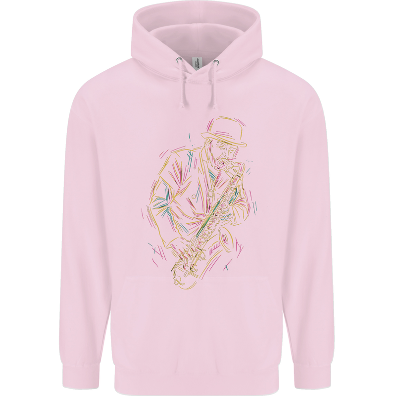 Jazz Colourful Saxophone Player Childrens Kids Hoodie Light Pink