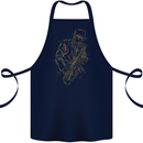 Jazz Colourful Saxophone Player Cotton Apron 100% Organic Navy Blue