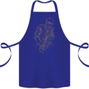 Jazz Colourful Saxophone Player Cotton Apron 100% Organic Royal Blue