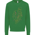 Jazz Colourful Saxophone Player Kids Sweatshirt Jumper Irish Green