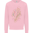 Jazz Colourful Saxophone Player Kids Sweatshirt Jumper Light Pink