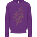 Jazz Colourful Saxophone Player Kids Sweatshirt Jumper Purple